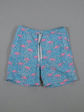 Chubbies Youth Medium Flamingo Swim Trunks Boys 10 12 Blue Pink Lined Beach Shor